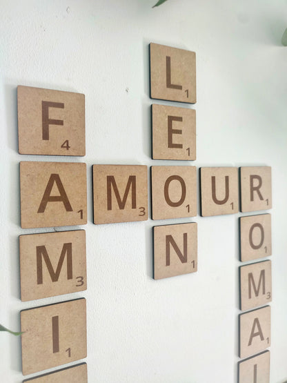 Lettres scrabble en bois - gravure sur bois : grosses lettres décoratives XXL Ma boutique