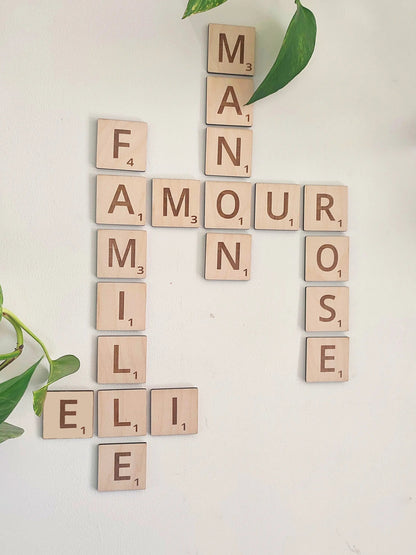 Lettres scrabble en bois - gravure sur bois : grosses lettres décoratives XXL Ma boutique