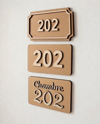 Numéro de Chambre Hôtel - Plaque de porte en bois