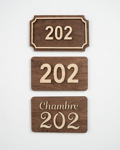 Numéro de Chambre Hôtel - Plaque de porte en bois