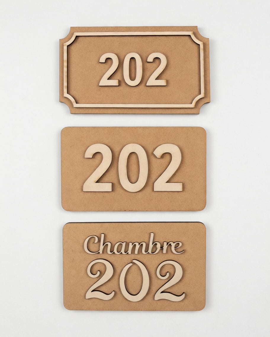 Numéro de Chambre Hôtel - Plaque de porte en bois