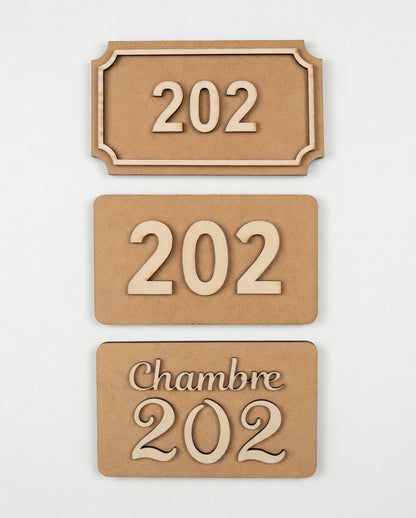 Numéro de Chambre Hôtel - Plaque de porte en bois