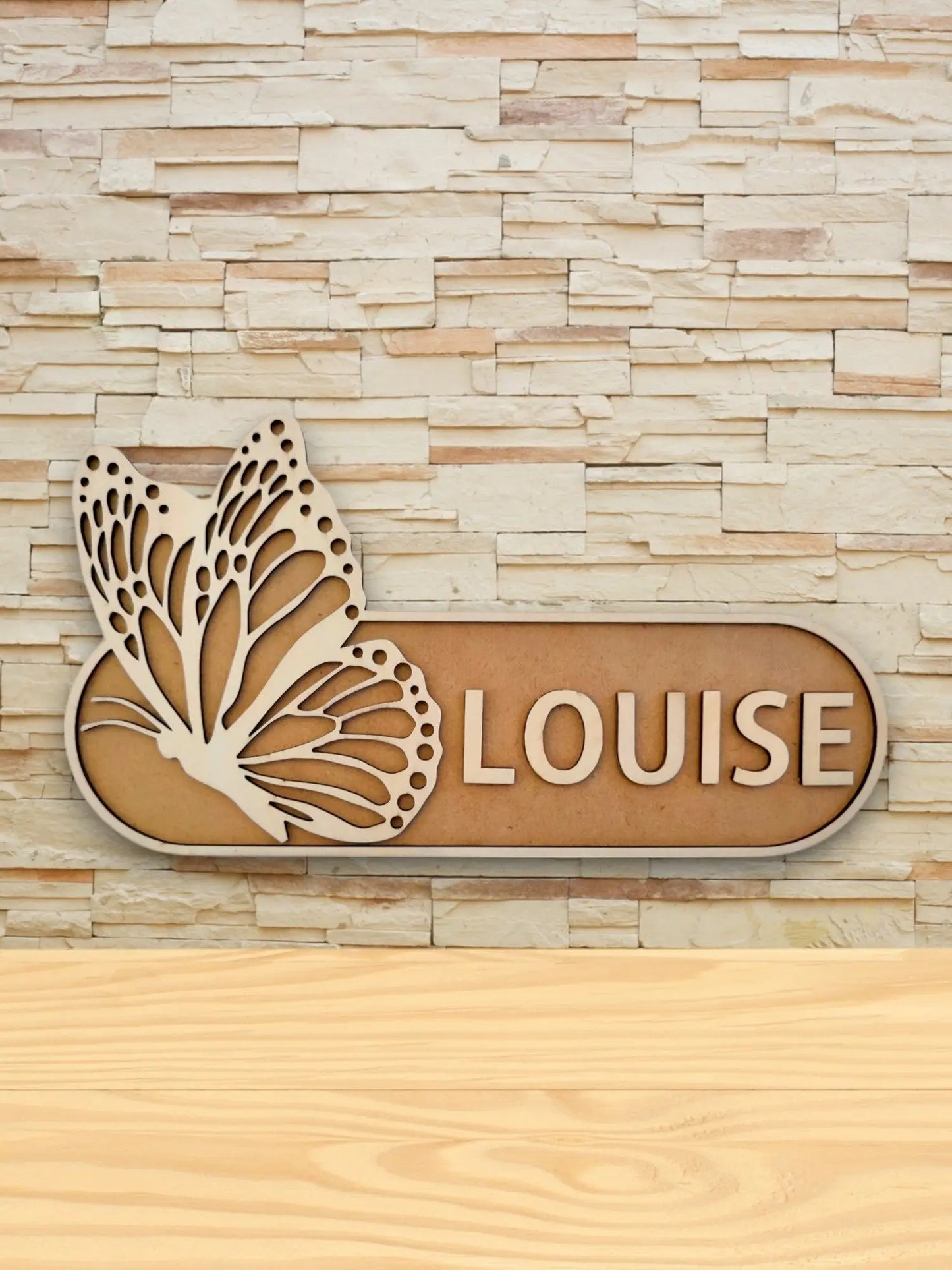 Plaque bois décoration / porte de chambre + prénom personnalisé Ma boutique