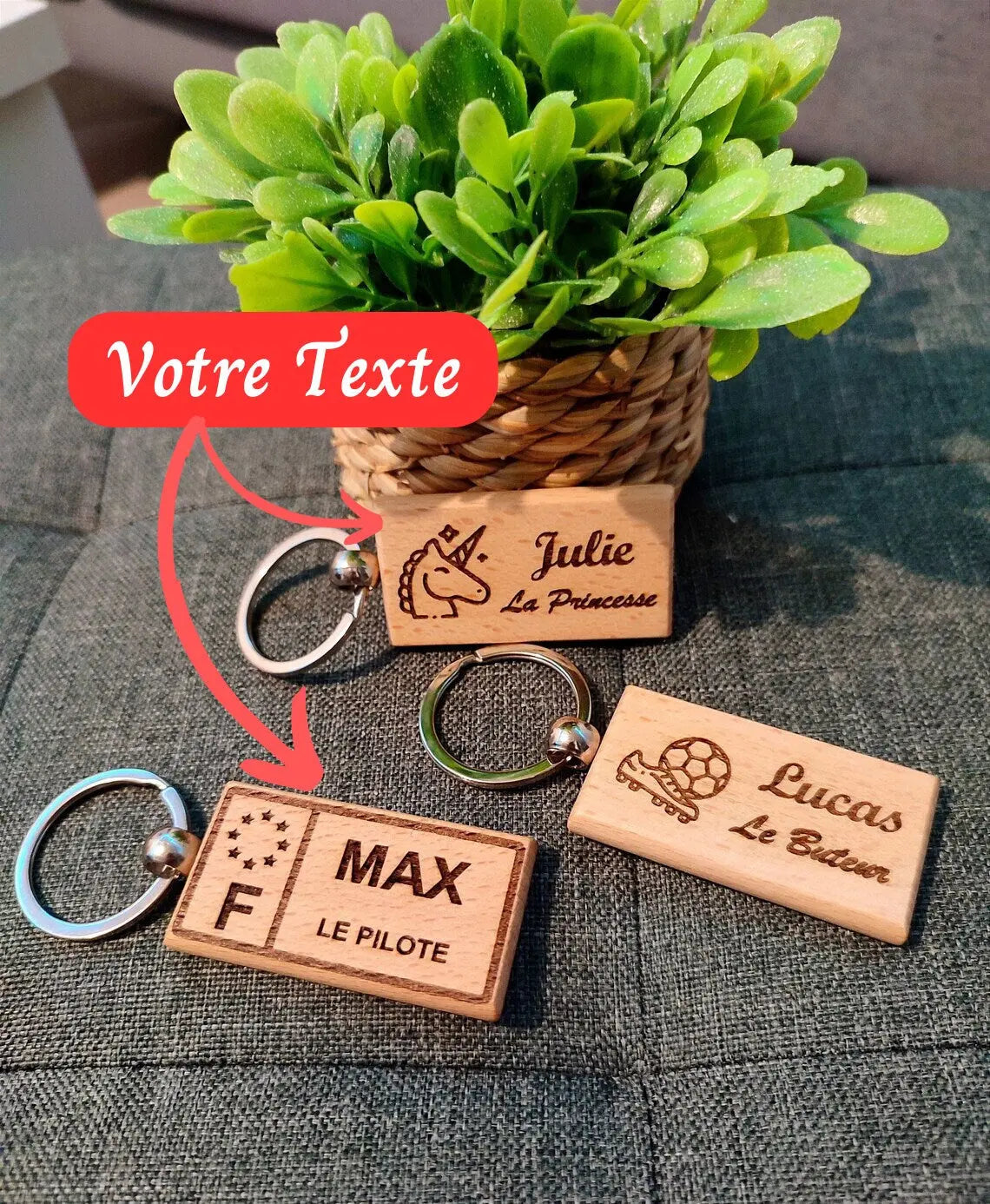 Porte clé en bois avec gravure personnalisée : prénom, cadeau, anniversaire, voiture Ma boutique