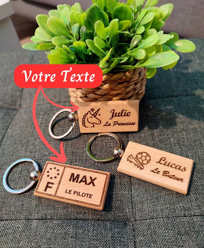 Porte clé en bois avec gravure personnalisée : prénom, cadeau, anniversaire, voiture Ma boutique