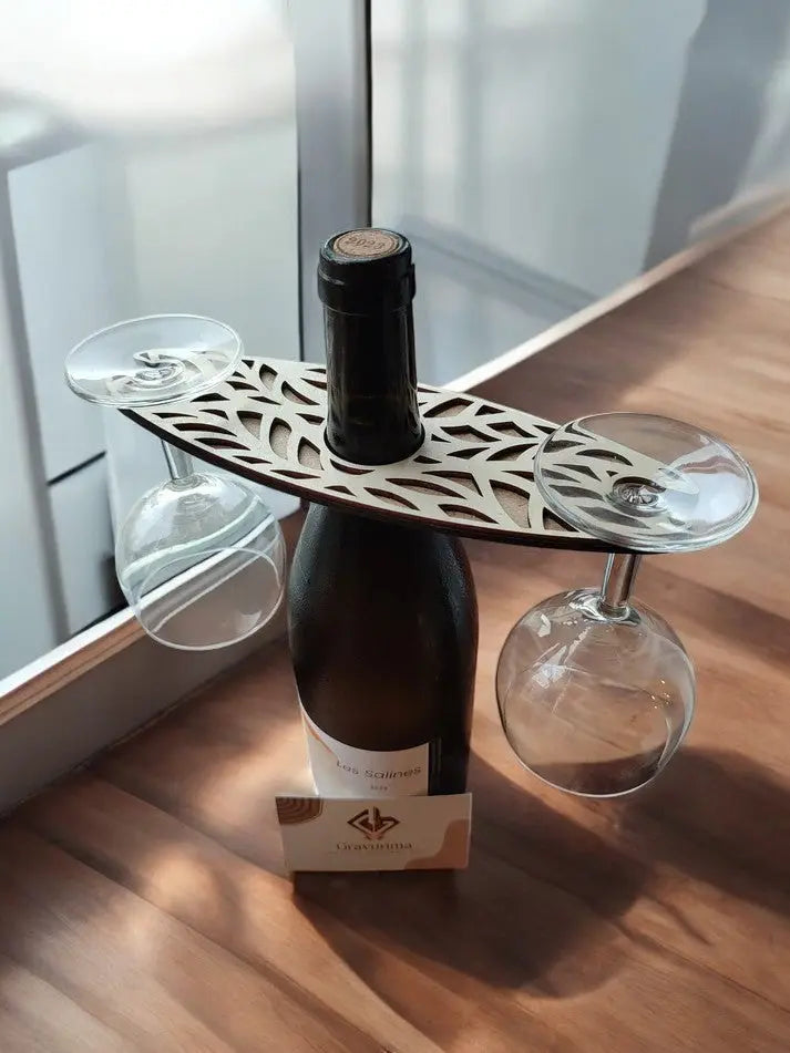 Porte verre à vin en bois / Support bouteille à vin (Accessoire Élégant pour Amateurs de Vin) Ma boutique