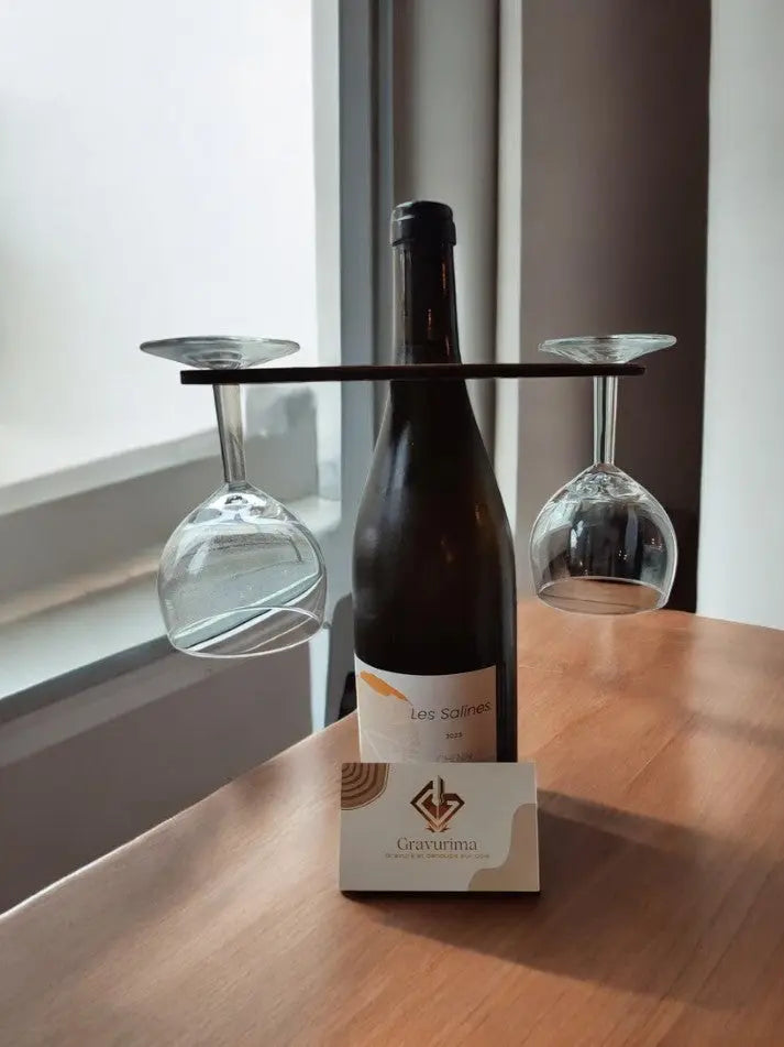 Porte verre à vin en bois / Support bouteille à vin (Accessoire Élégant pour Amateurs de Vin) Ma boutique