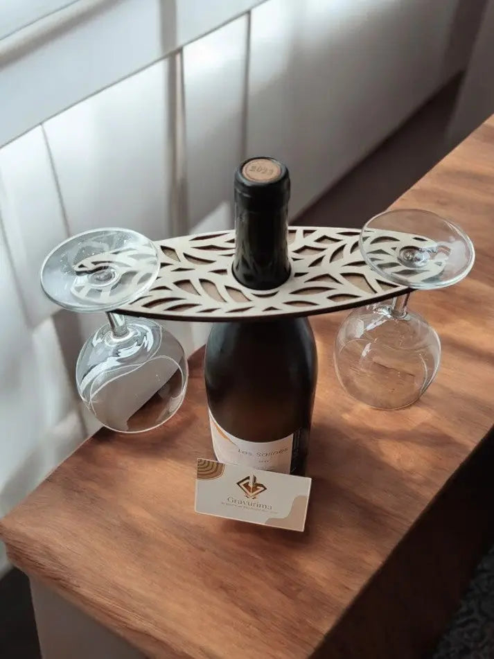 Porte verre à vin en bois / Support bouteille à vin (Accessoire Élégant pour Amateurs de Vin) Ma boutique