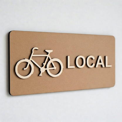 Plaque signalétique local vélo en bois – Panneau porte / identification d’espace vélo