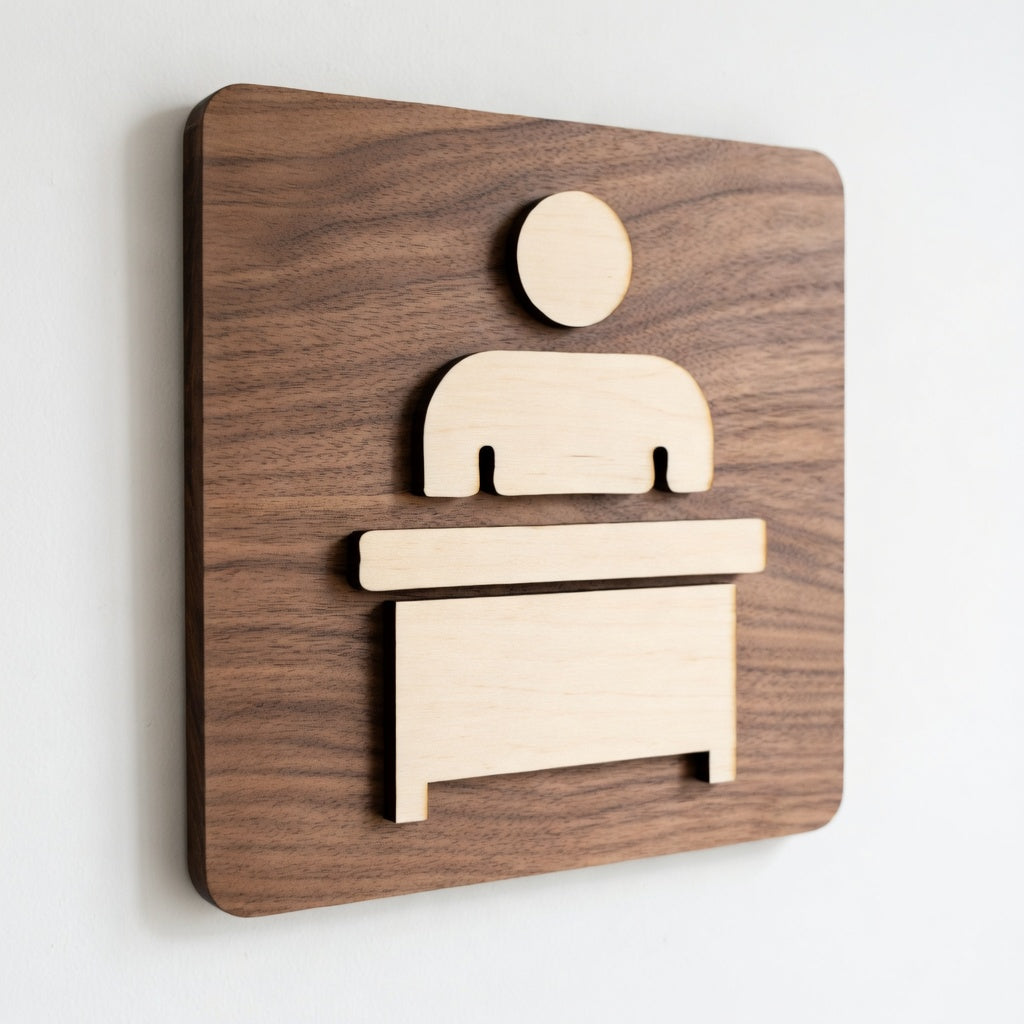 Plaque de bureau en bois – Signalétique porte / identification d’espace professionnel
