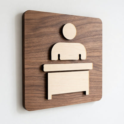 Plaque de bureau en bois – Signalétique porte / identification d’espace professionnel