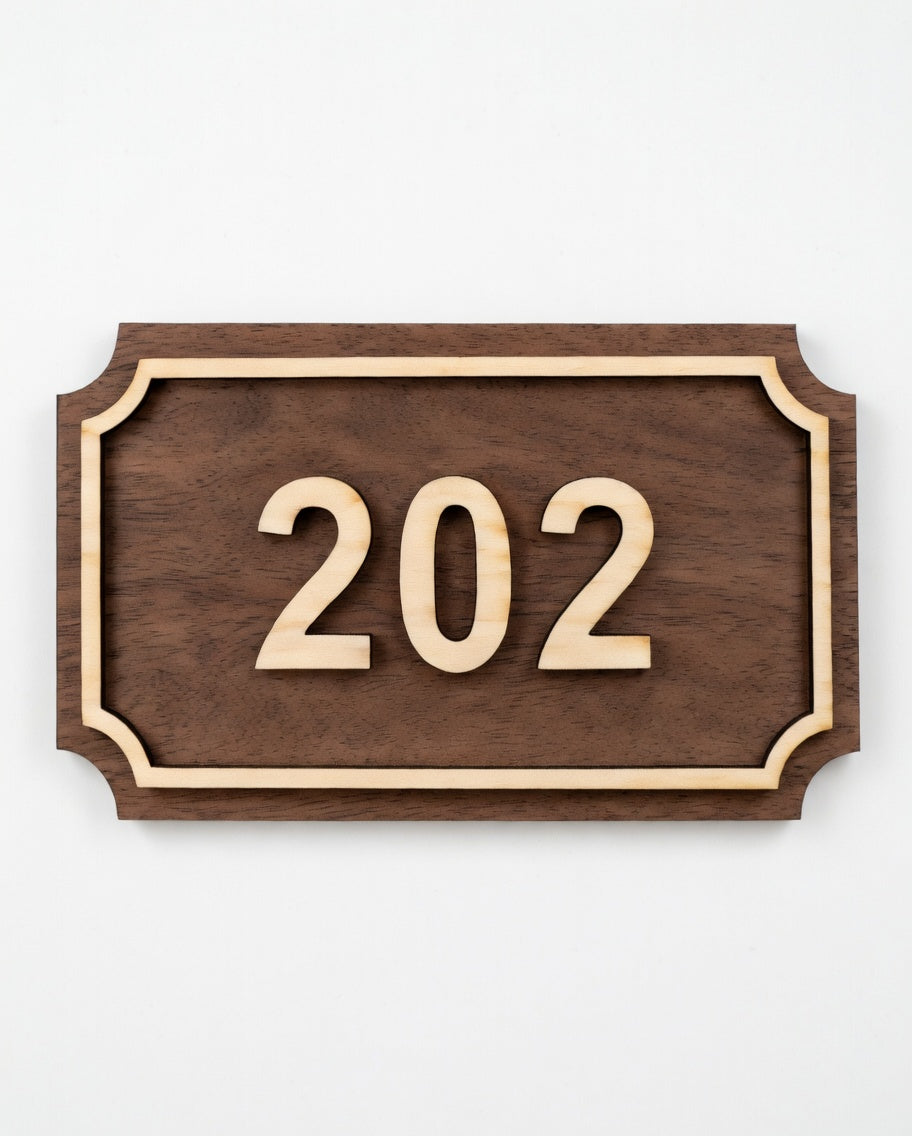 Numéro de Chambre Hôtel - Plaque de porte en bois