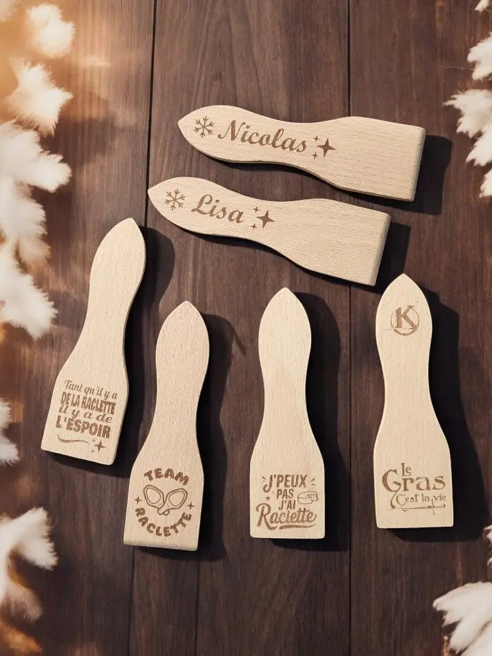 Spatule raclette personnalisée - Gravure sur bois, idée cadeau de noël spatule gravée Ma boutique