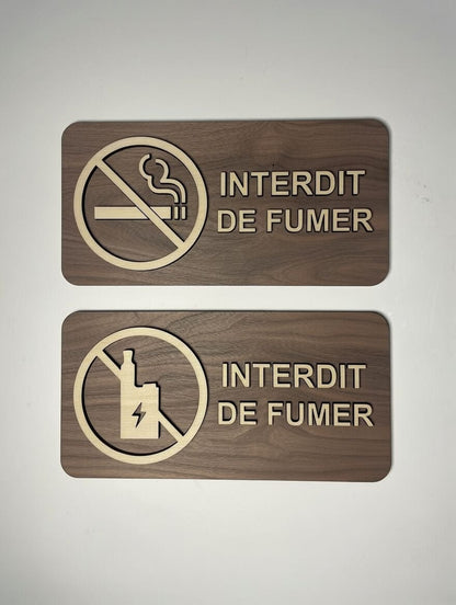 Panneau interdiction de fumer en bois - Signalétique Pictogramme zone non fumeur