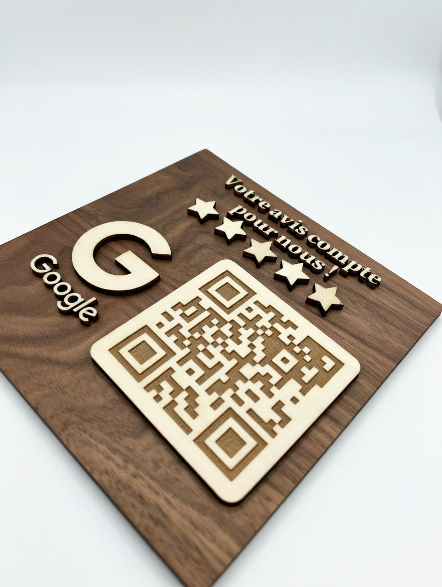 Panneau QR Code à personnaliser : Avis Google, Facebook, Logo Entreprise, avec texte personnalisable