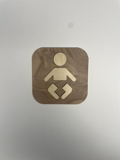 Pictogramme WC Toilettes en bois - Signalétique Panneau de porte