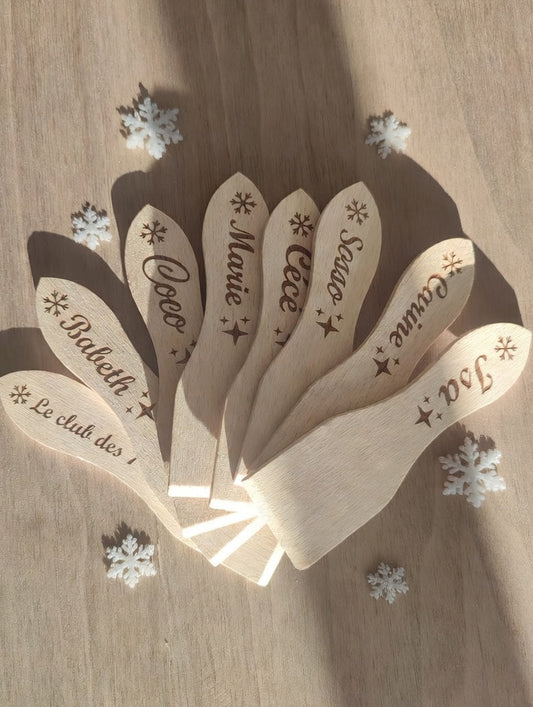 Spatule raclette personnalisée - Gravure sur bois, idée cadeau de noël spatule gravée
