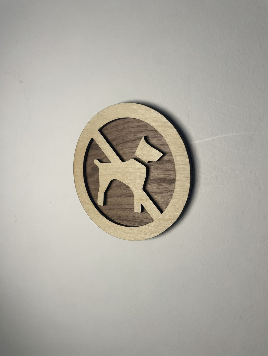 Panneau en Bois Interdit aux chiens - Signalétique Pictogramme en bois interdiction aux animaux