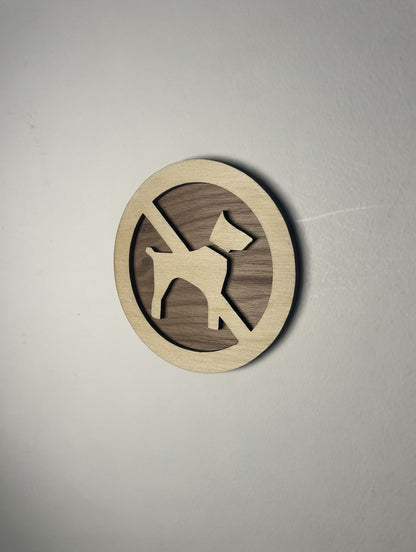 Panneau en Bois Interdit aux chiens - Signalétique Pictogramme en bois interdiction aux animaux