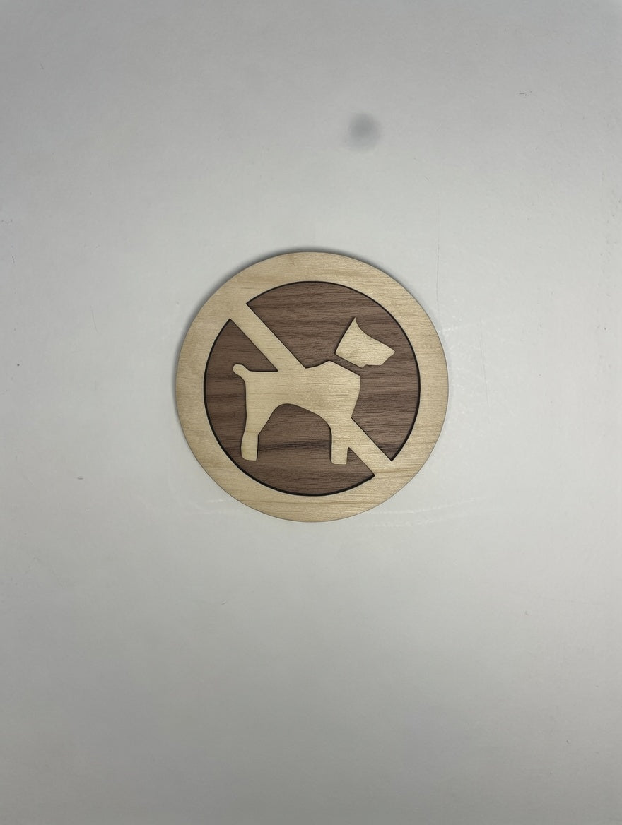 Panneau en Bois Interdit aux chiens - Signalétique Pictogramme en bois interdiction aux animaux