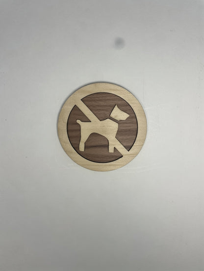 Panneau en Bois Interdit aux chiens - Signalétique Pictogramme en bois interdiction aux animaux