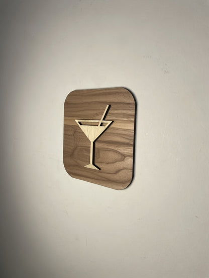 Panneau bar en bois - Signalétique Cocktail Pictogramme