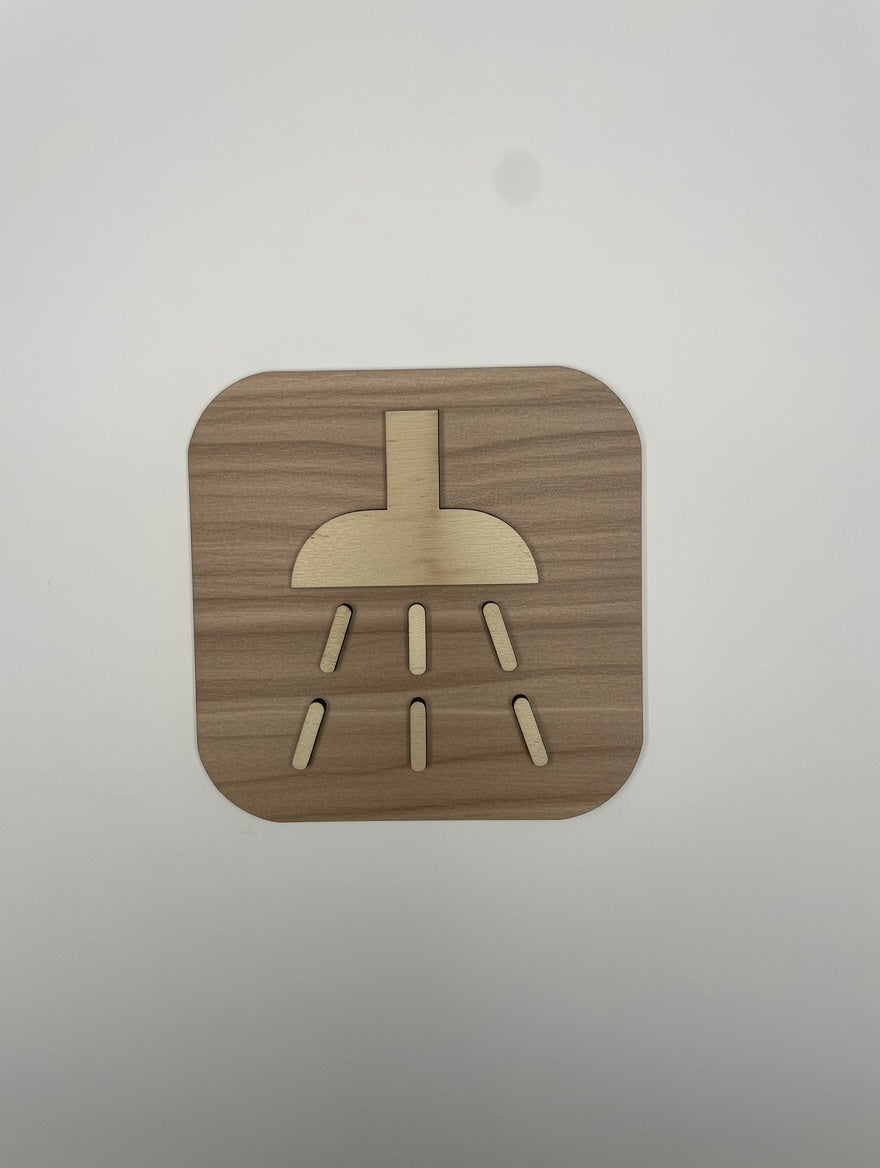 Panneau douche - Signalétique plaque de porte salle de bain en bois