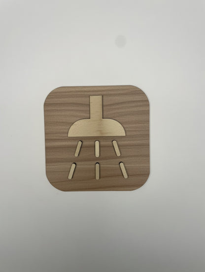 Panneau douche - Signalétique plaque de porte salle de bain en bois