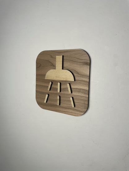 Panneau douche - Signalétique plaque de porte salle de bain en bois