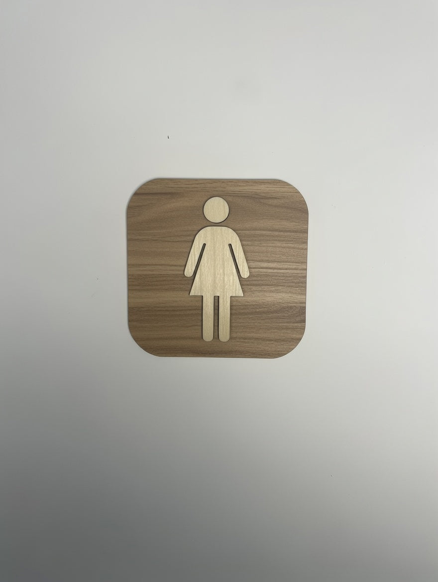 Pictogramme WC Toilettes en bois - Signalétique Panneau de porte