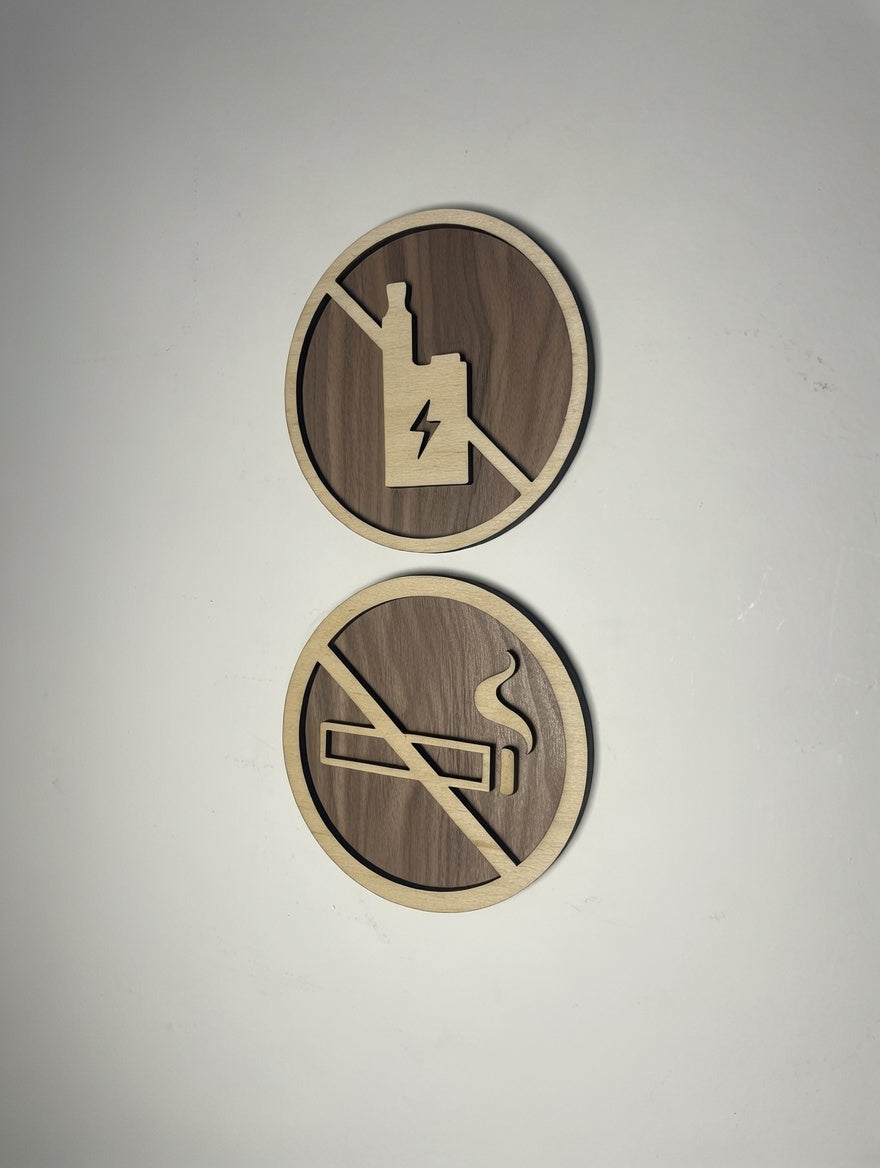 Panneau interdiction de fumer en bois - Signalétique Pictogramme zone non fumeur