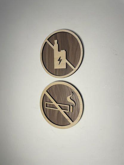 Panneau interdiction de fumer en bois - Signalétique Pictogramme zone non fumeur