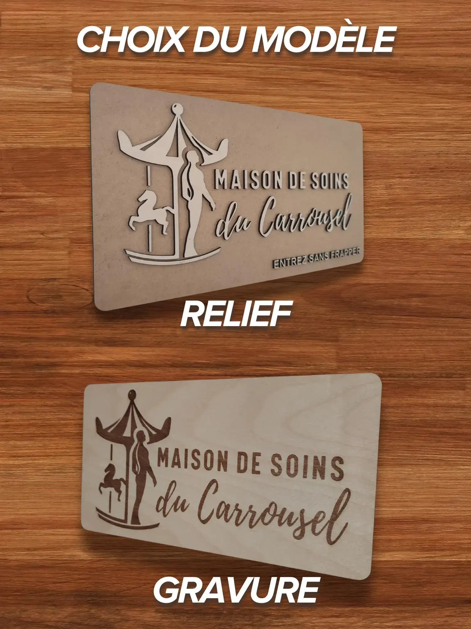 Plaque en Bois avec Logo d’Entreprise personnalisable – Plusieurs formats : Gravure ou Relief Ma boutique