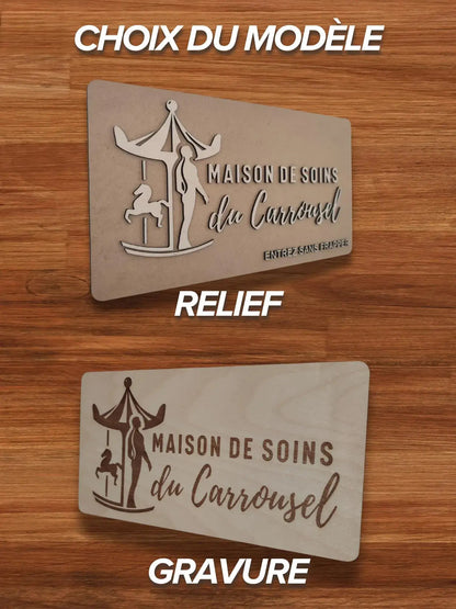 Plaque en Bois avec Logo d’Entreprise personnalisable – Plusieurs formats : Gravure ou Relief Ma boutique