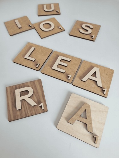 Lettres Scrabble bois relief 3D  : grosses lettres décoratives en bois XXL