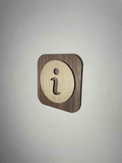 Panneau signalétique "i" Information en bois – pictogramme info – signalisation élégante et visible