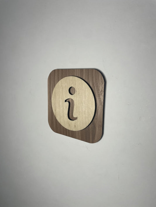 Panneau signalétique "i" Information en bois – pictogramme info – signalisation élégante et visible