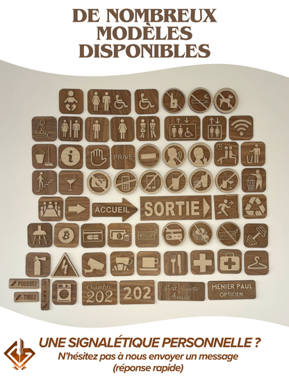 Panneau "Silence" en bois – pictogramme "chut" – signalétique élégante pour zones calmes, pas de bruits