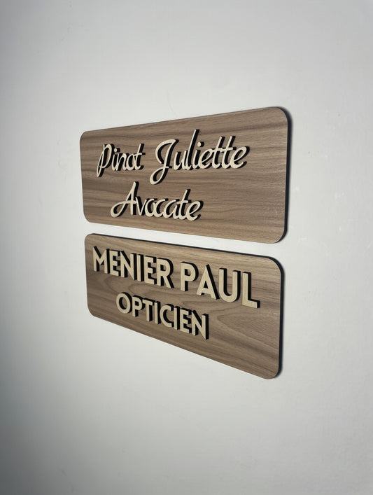 Panneau personnalisable en bois, plaque de porte bureau personnalisable métier nom prénom lettres en bois