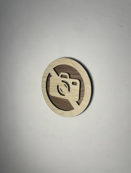 Panneau interdiction de prendre en photo - Signalétique Pictogramme en bois