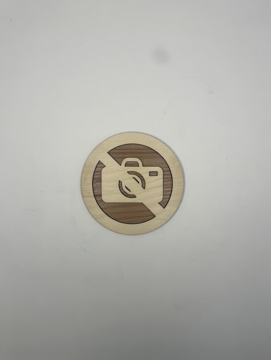 Panneau interdiction de prendre en photo - Signalétique Pictogramme en bois