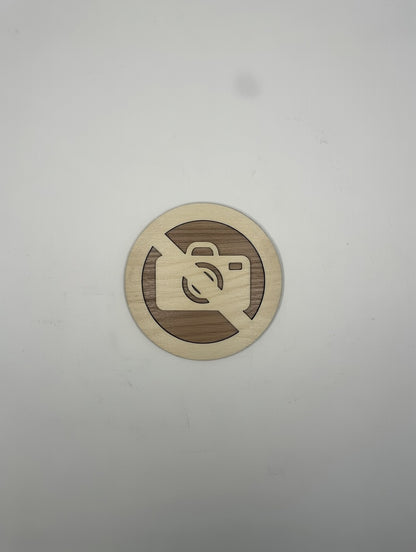 Panneau interdiction de prendre en photo - Signalétique Pictogramme en bois