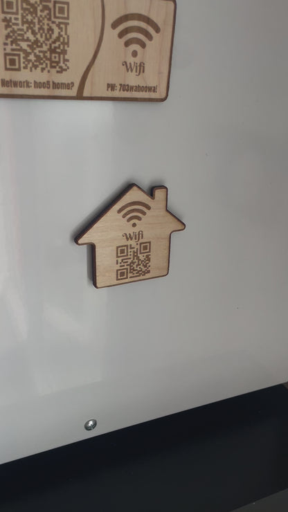 Aimant plaque QR Code Wifi mot de passe en bois