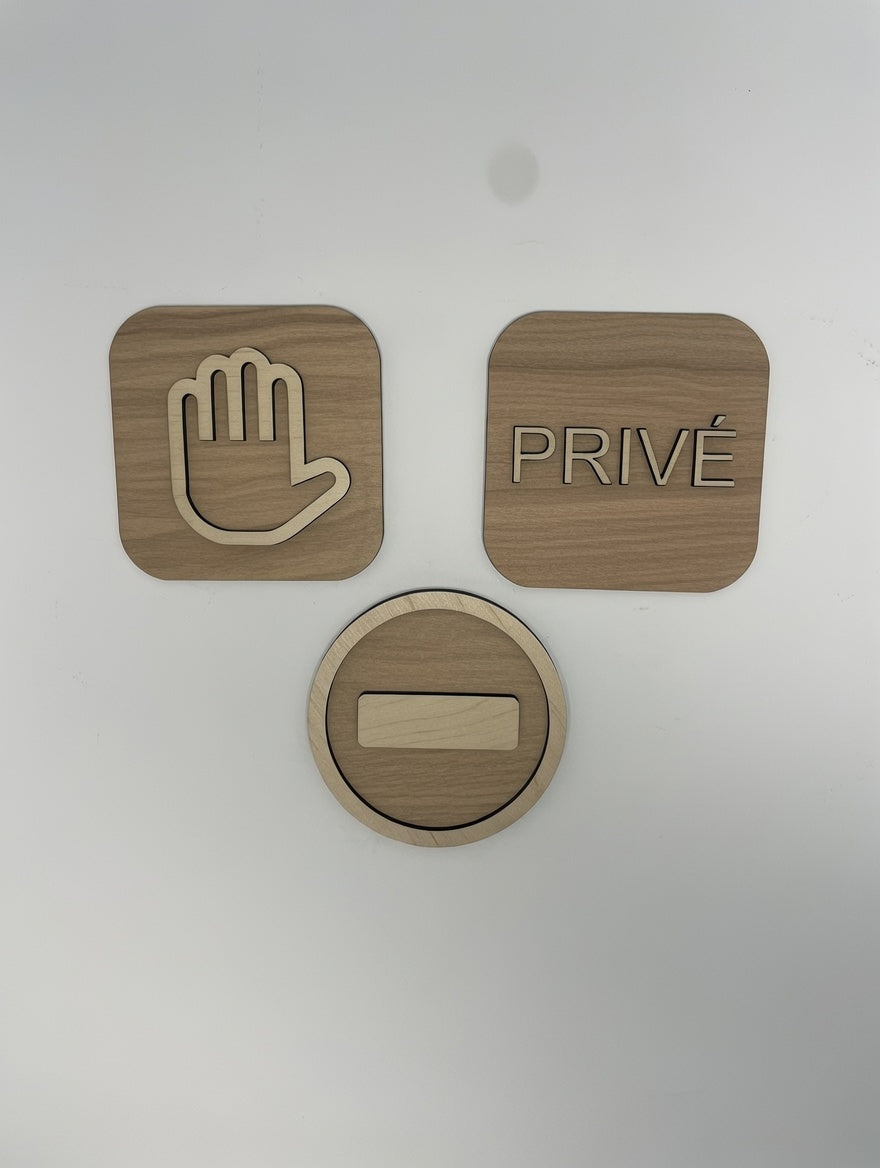 Panneau accès privé bois - Signalétique Pictogramme entrée interdite plusieurs modèles