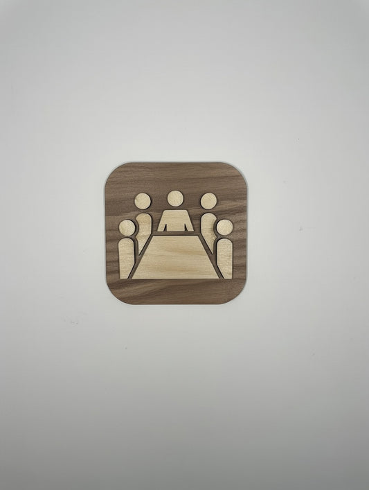 Panneau de porte "Salle de Réunion" en bois – signalétique élégante et professionnelle Pictogramme