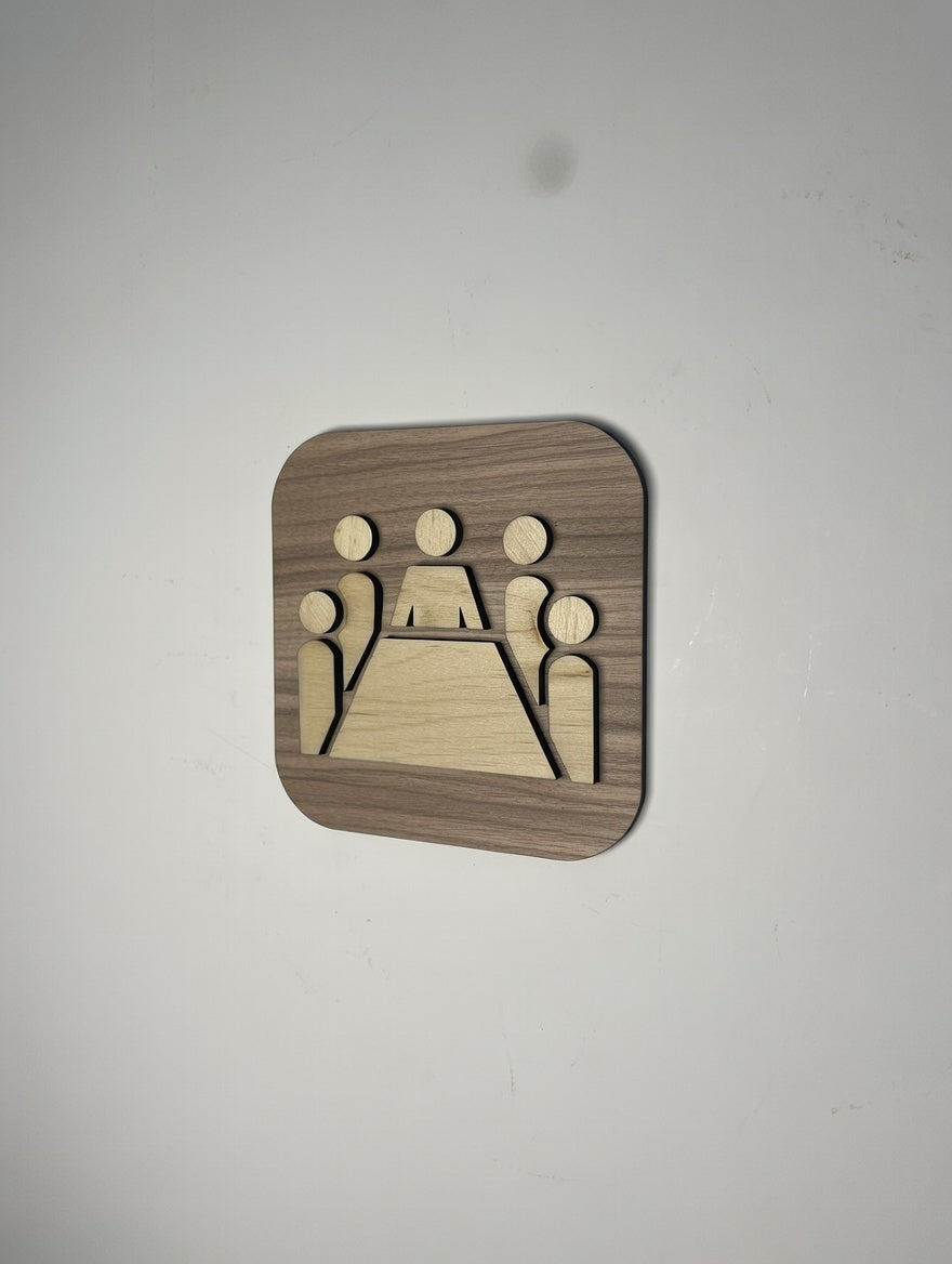 Panneau de porte "Salle de Réunion" en bois – signalétique élégante et professionnelle Pictogramme
