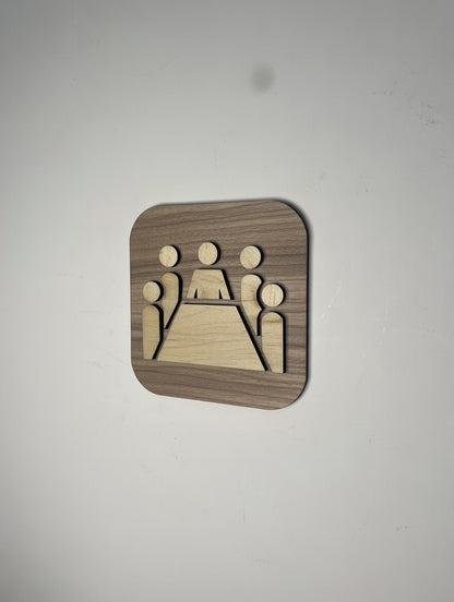 Panneau de porte "Salle de Réunion" en bois – signalétique élégante et professionnelle Pictogramme