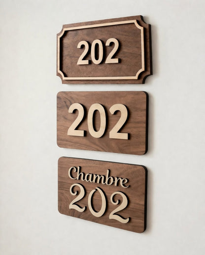 Numéro de Chambre Hôtel - Plaque de porte en bois