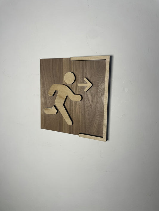 Panneau Sortie de secours - Signalétique sécurité issue de secours en bois