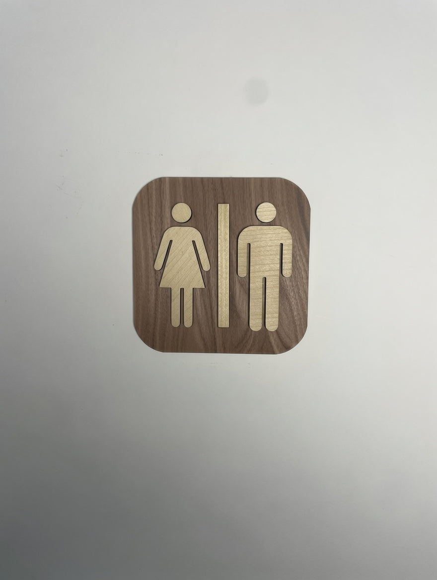 Pictogramme WC Toilettes en bois - Signalétique Panneau de porte